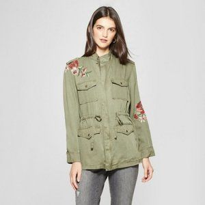 Knox Rose Army Green Jacket with Embordere Flowers